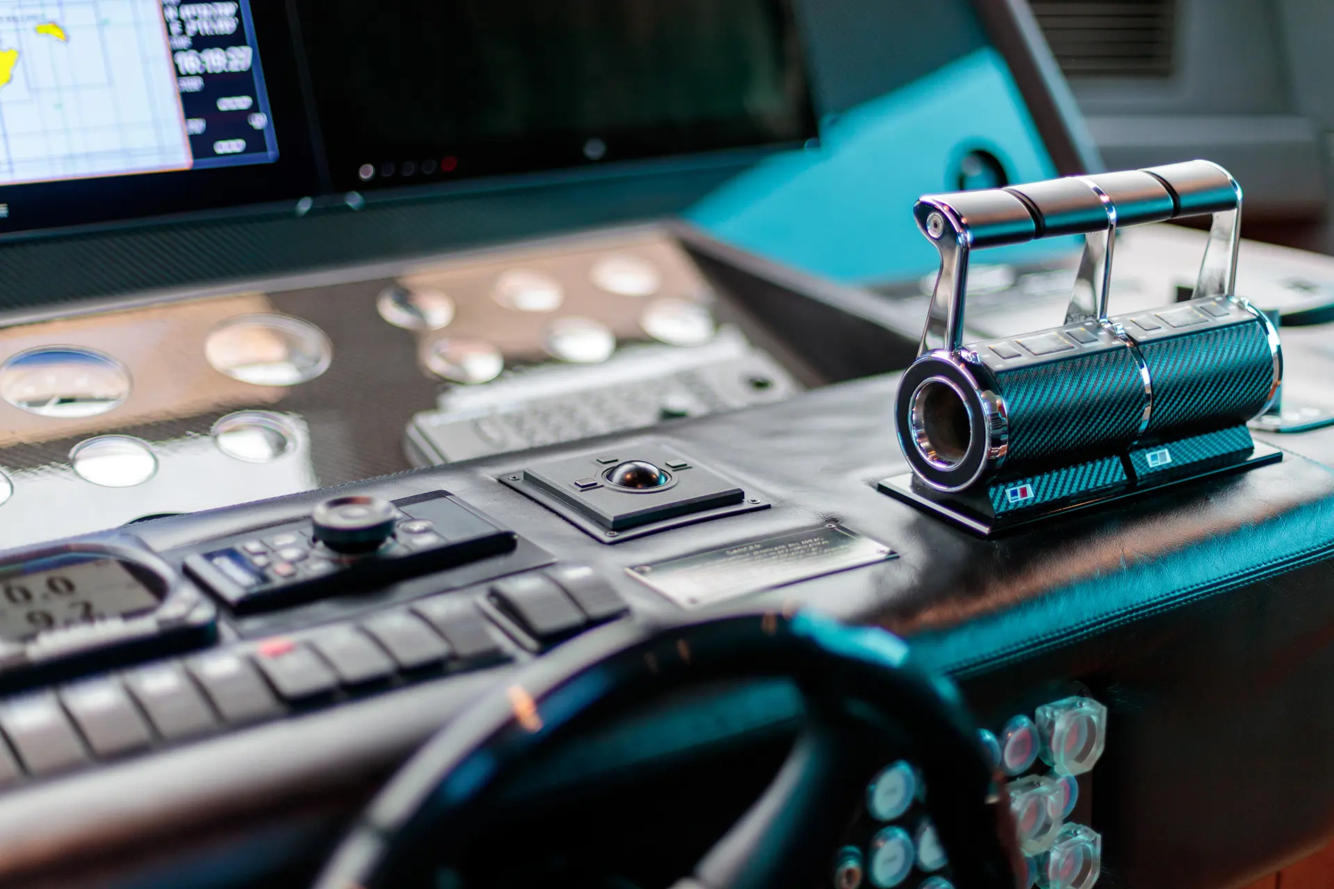 closeup of control panel for yacht in Dania Beach, FL, for marine engineer and naval architecture