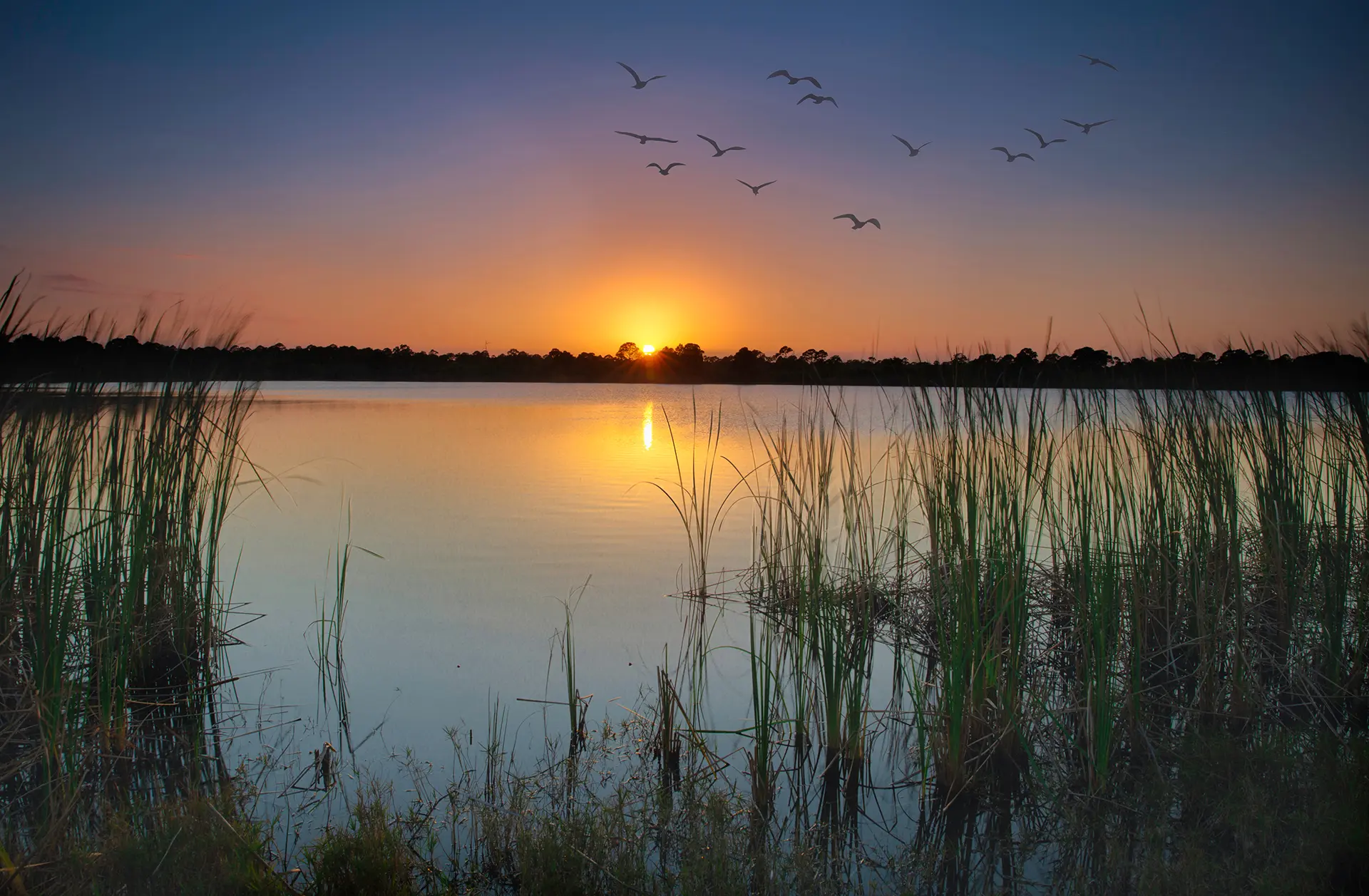 Sunset on the water in Fort Pierce, Florida